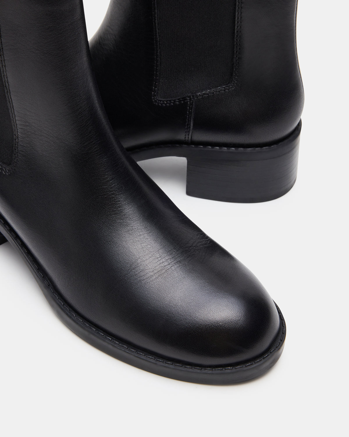 KAPLAN Black Leather Chelsea Block Heel Women's Ankle Boot