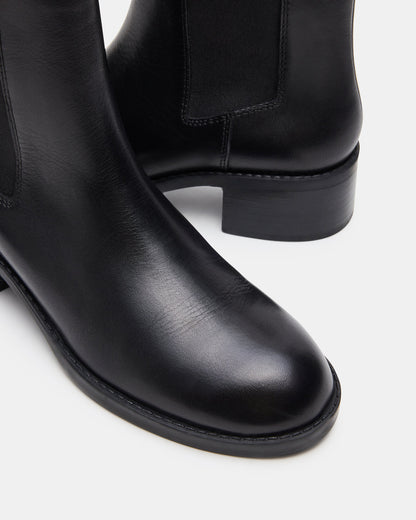 KAPLAN Black Leather Chelsea Block Heel Women's Ankle Boot