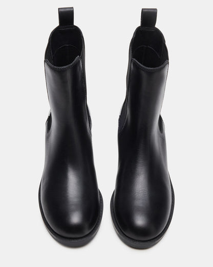 KAPLAN Black Leather Chelsea Block Heel Women's Ankle Boot