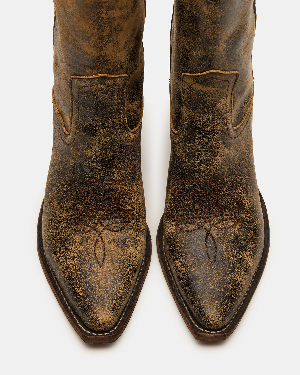 ALBANY Brown Distressed Pointed-Toe Women's Western Boot