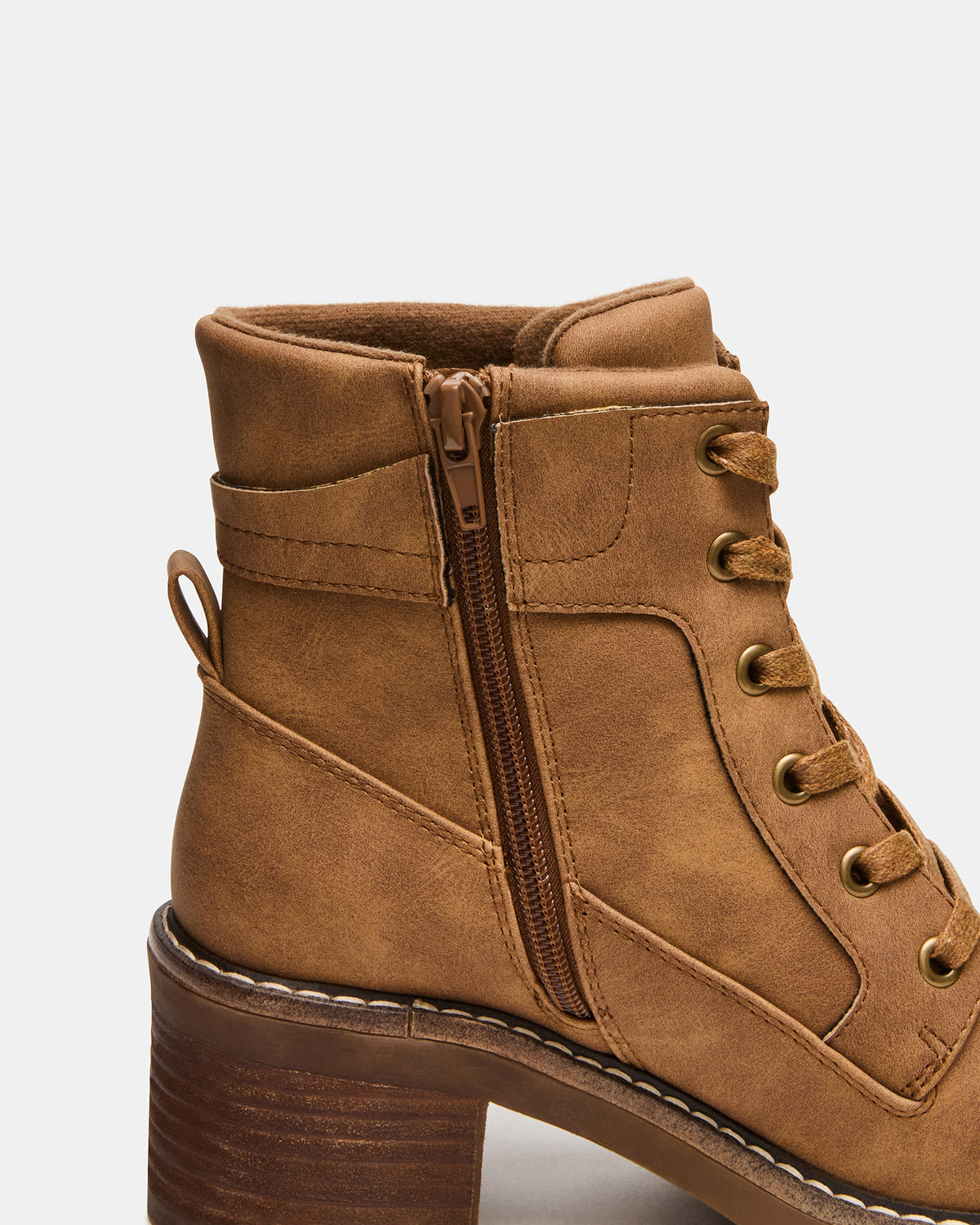 TUFF Taupe Lace-Up Block Heel Women's Ankle Boot