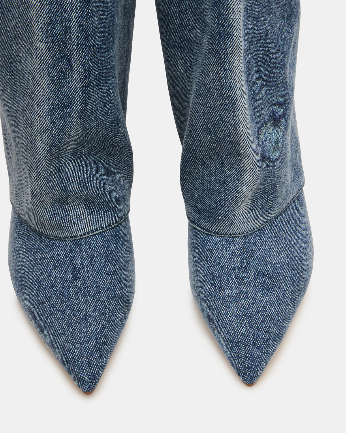 LUCA Denim Fabric Pointed-Toe Cuffed Kitten Heel Women's Boot
