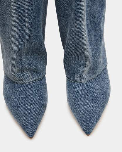 LUCA Denim Fabric Pointed-Toe Cuffed Kitten Heel Women's Boot