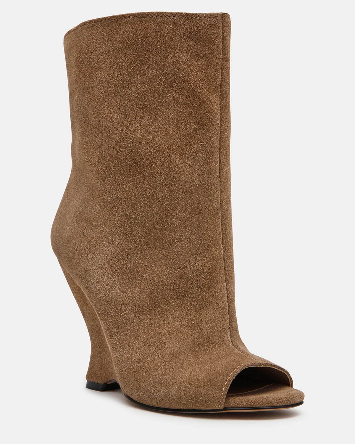 RYLIX Taupe Suede Wedge Peep-Toe Women's Ankle Boot