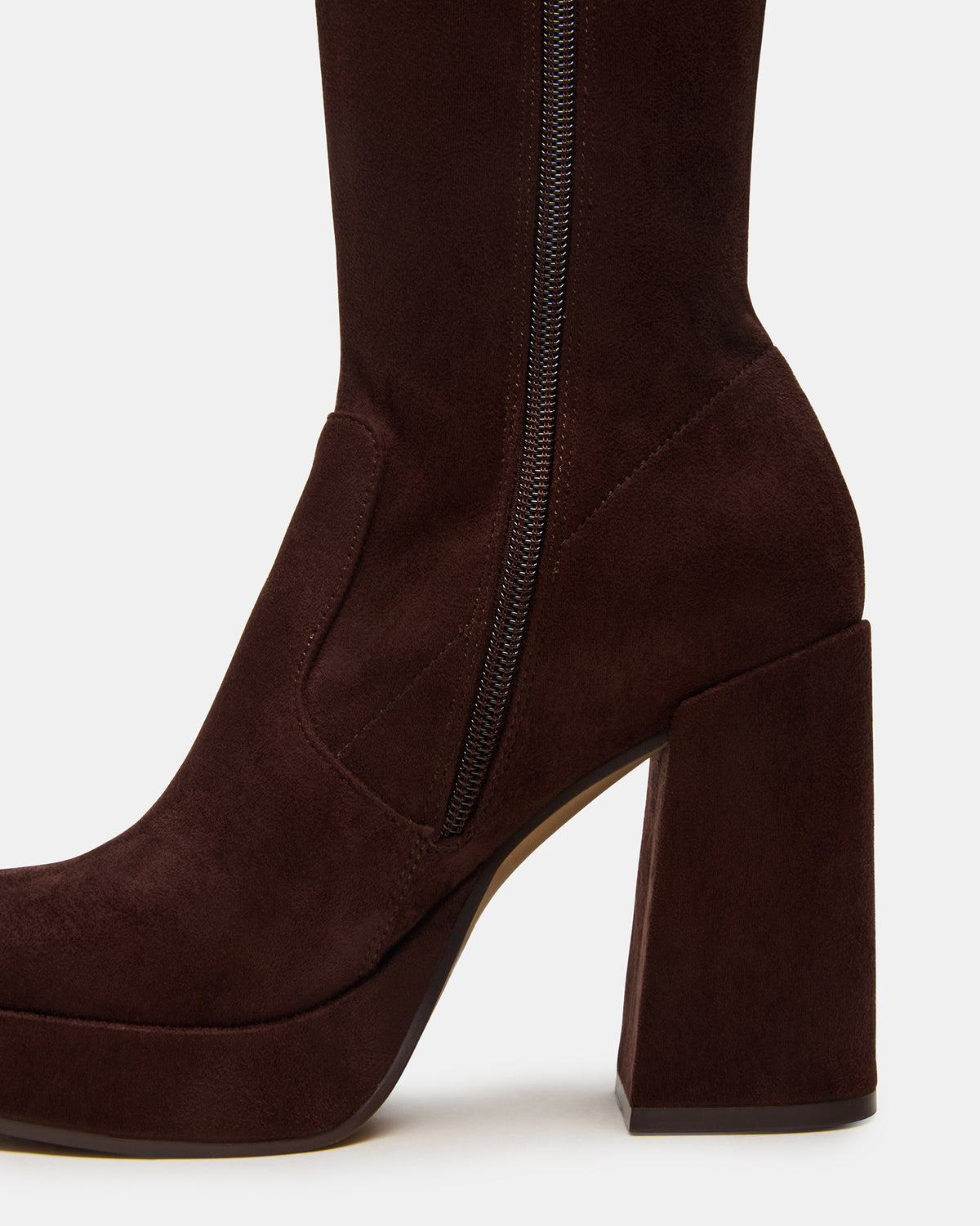 TWAIN Brown Wide Calf Knee-High Block Heel Women's Boot