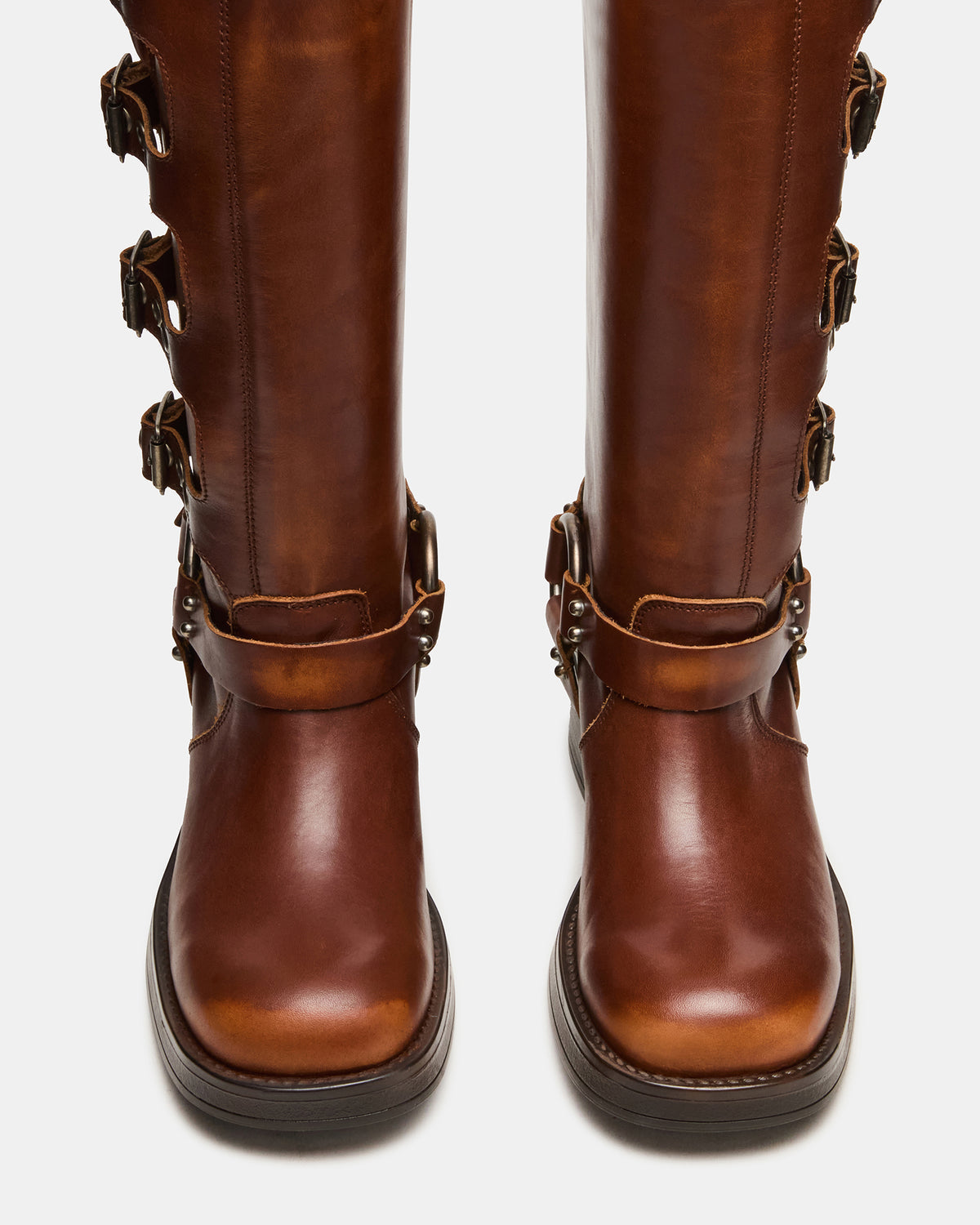ROCKY Cognac Distressed Knee-High Moto Women's Boot