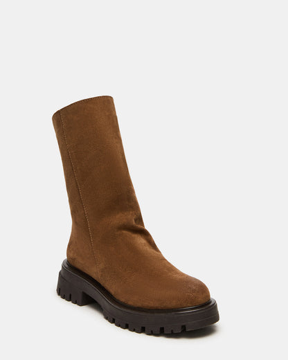 LAMI Dark Taupe Suede Lug Sole Women's Ankle Boot