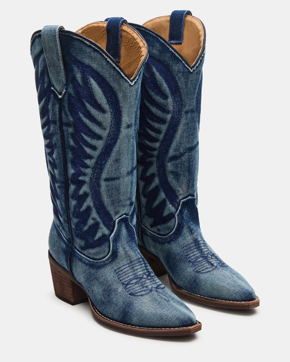 ALBANY Denim Fabric Wide Calf Pointed-Toe Women's Western Boot