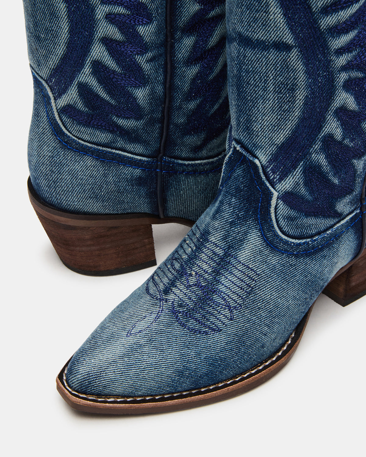 ALBANY Denim Fabric Wide Calf Pointed-Toe Women's Western Boot