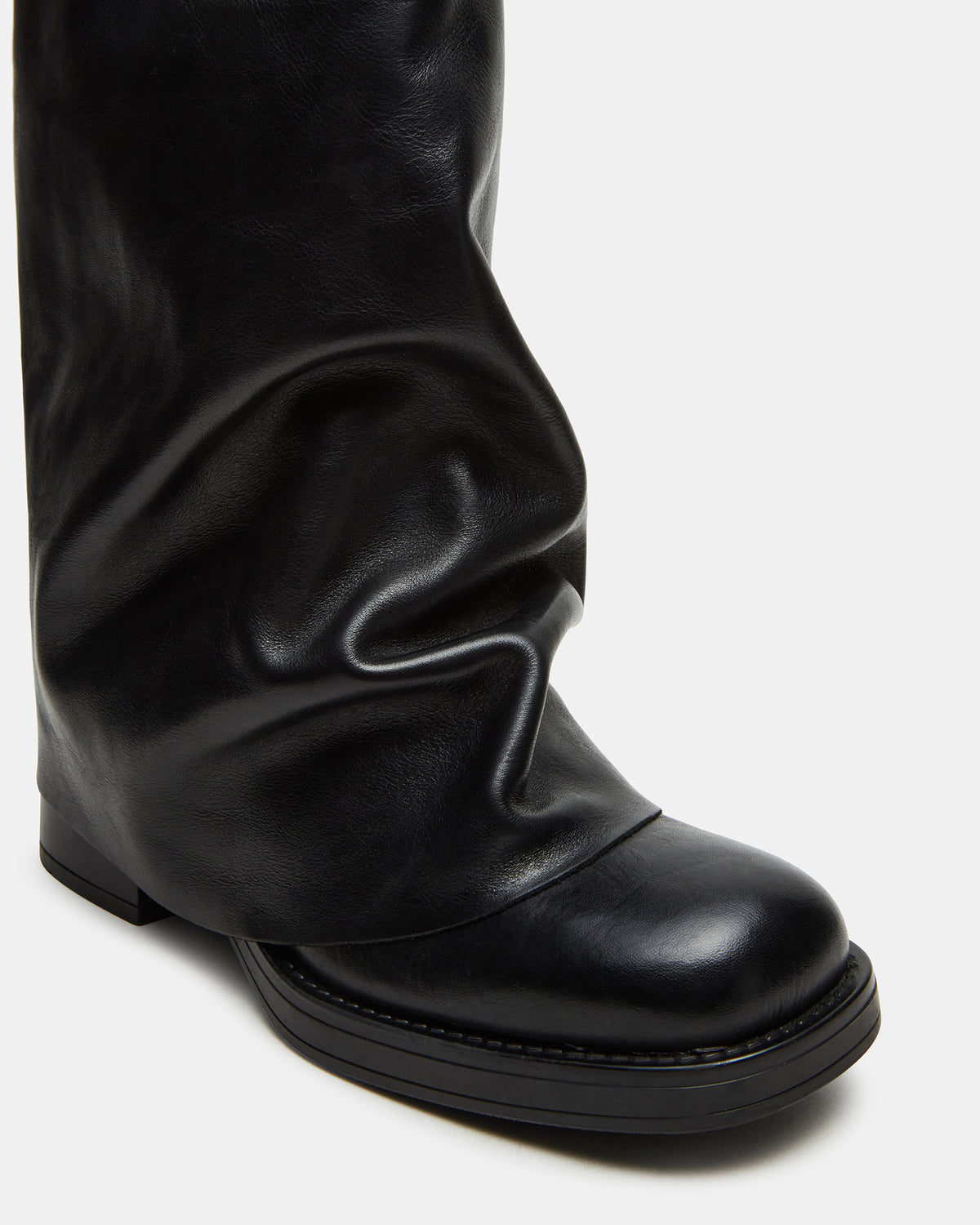 BENTON Black Leather Women's Cuffed Moto Boot