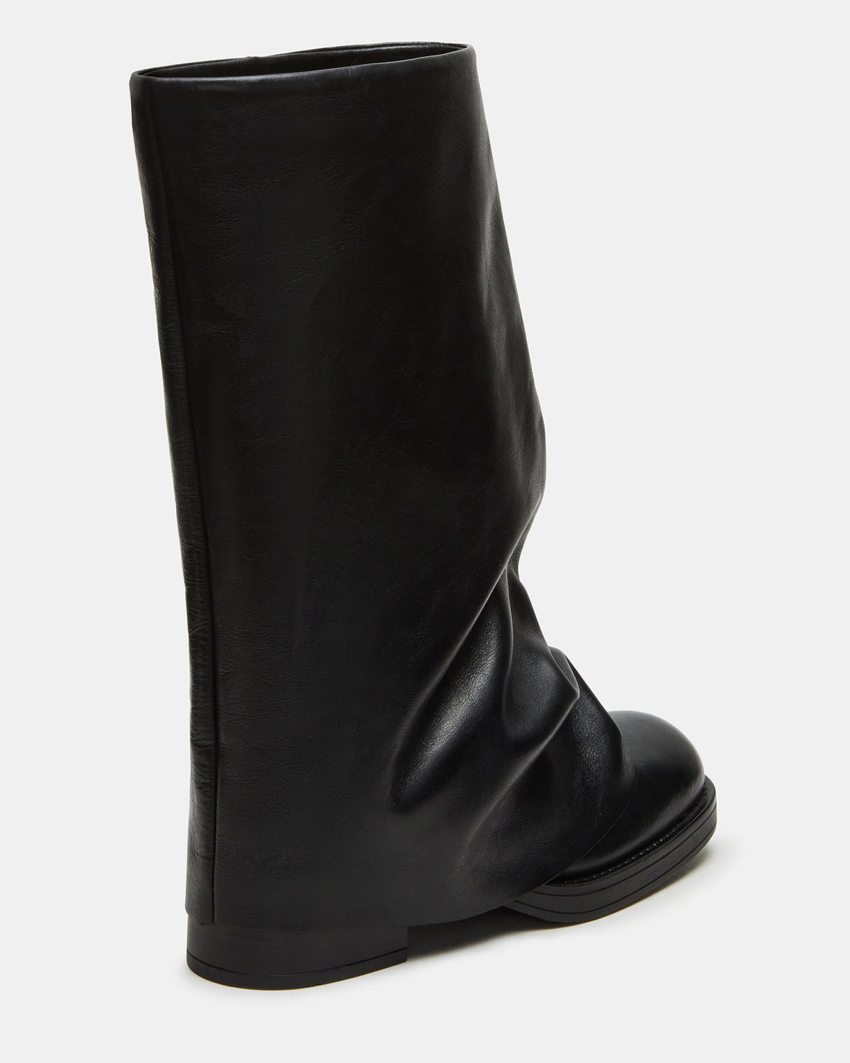 BENTON Black Leather Women's Cuffed Moto Boot