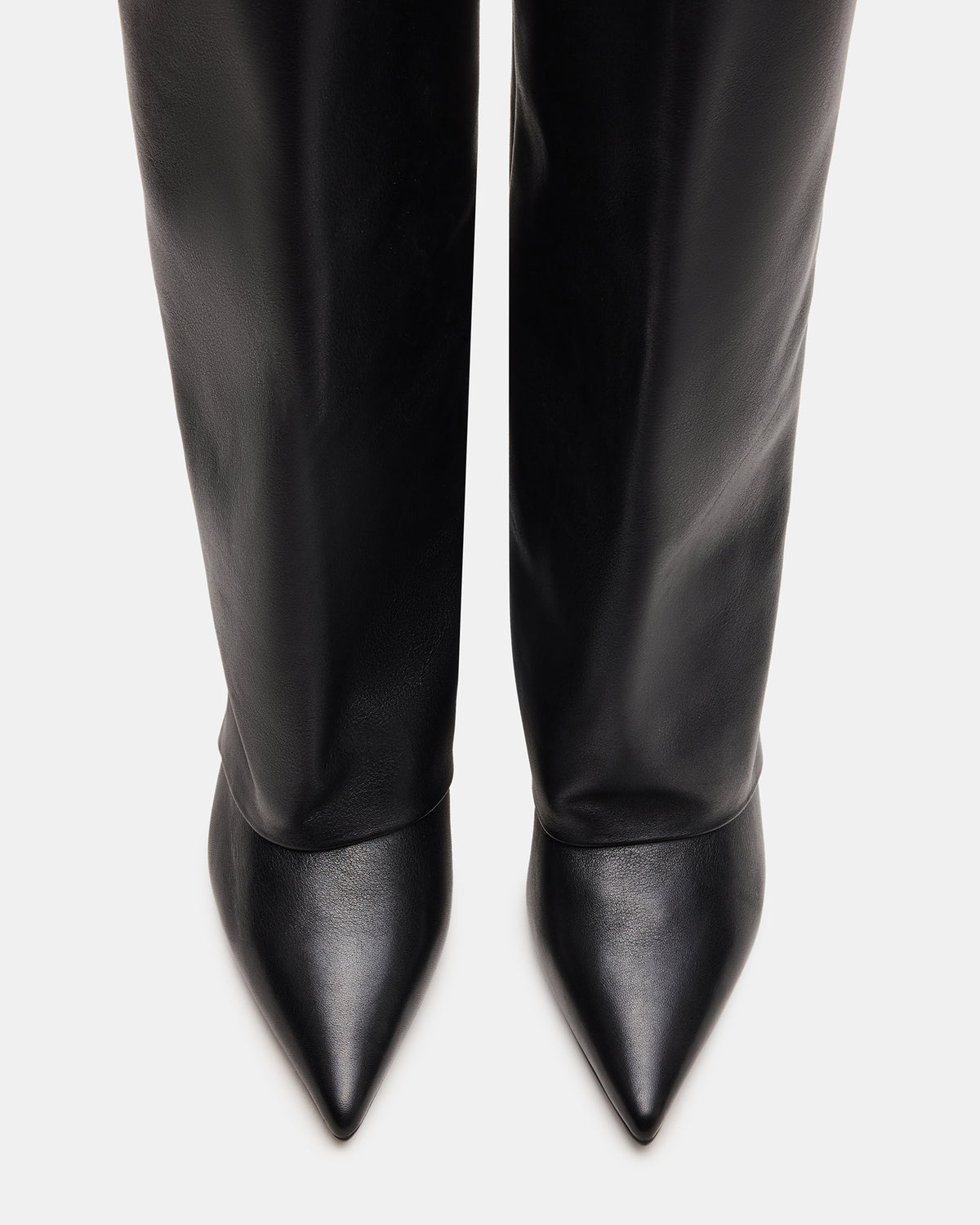 LUCA Black Leather Pointed-Toe Cuffed Kitten Heel Women's Boot