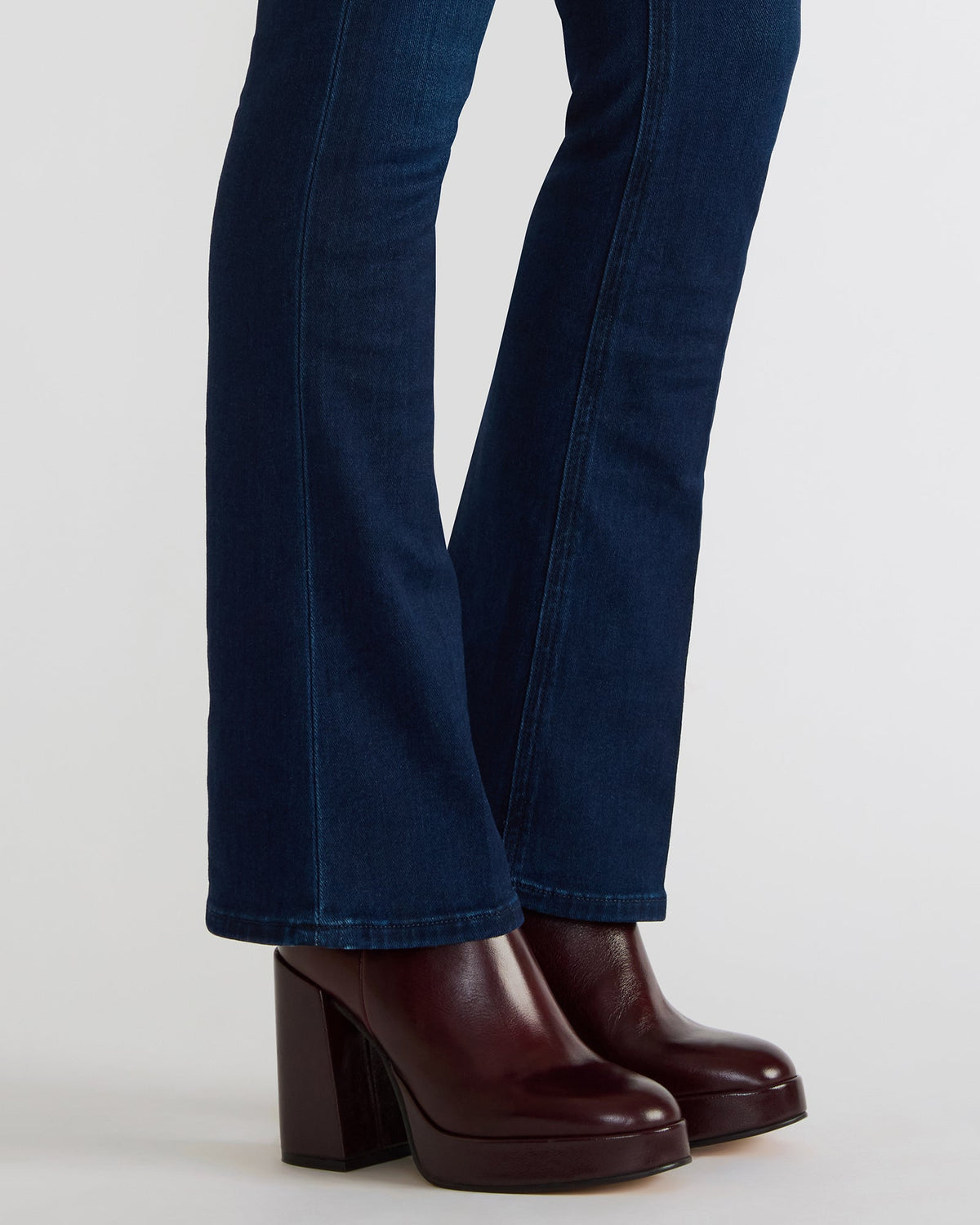 TYRA Burgundy Leather Platform Block Heel Women's Ankle Boot