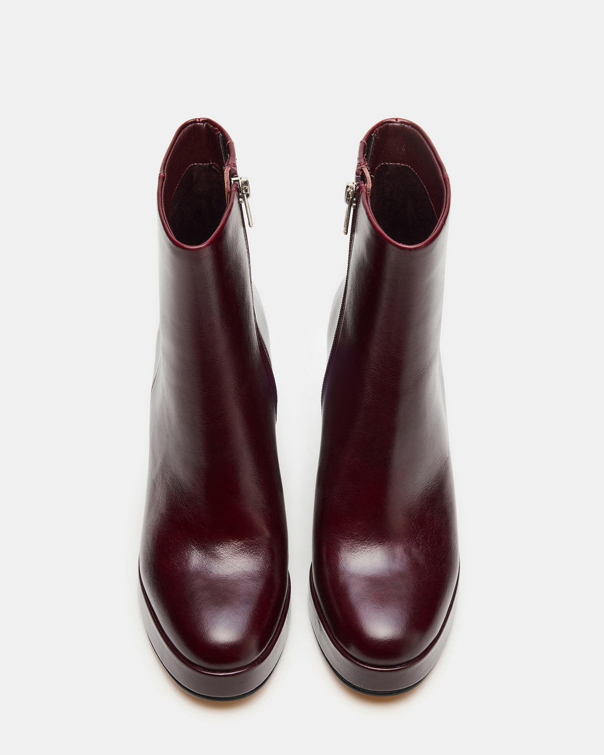 TYRA Burgundy Leather Platform Block Heel Women's Ankle Boot