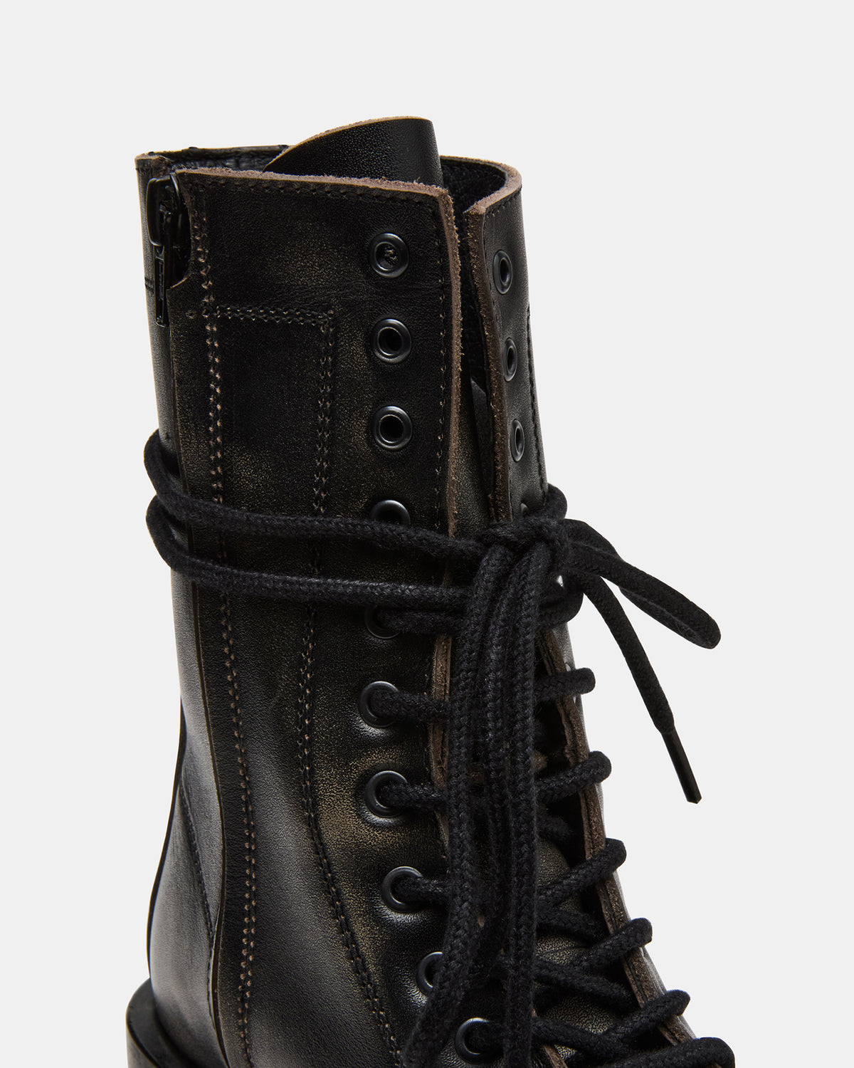 THERON Black Distressed Moto Combat Women's Ankle Boot