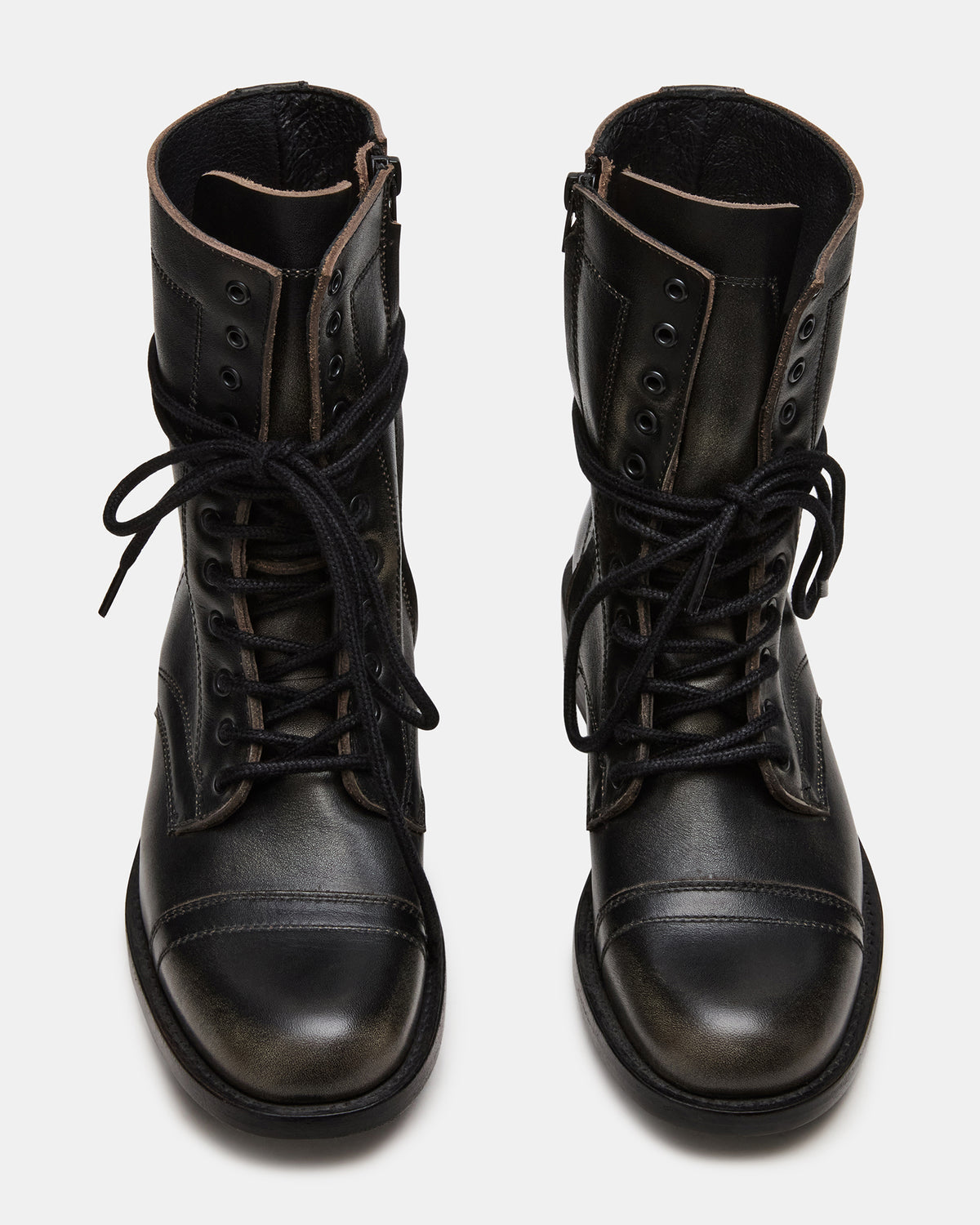 THERON Black Distressed Moto Combat Women's Ankle Boot