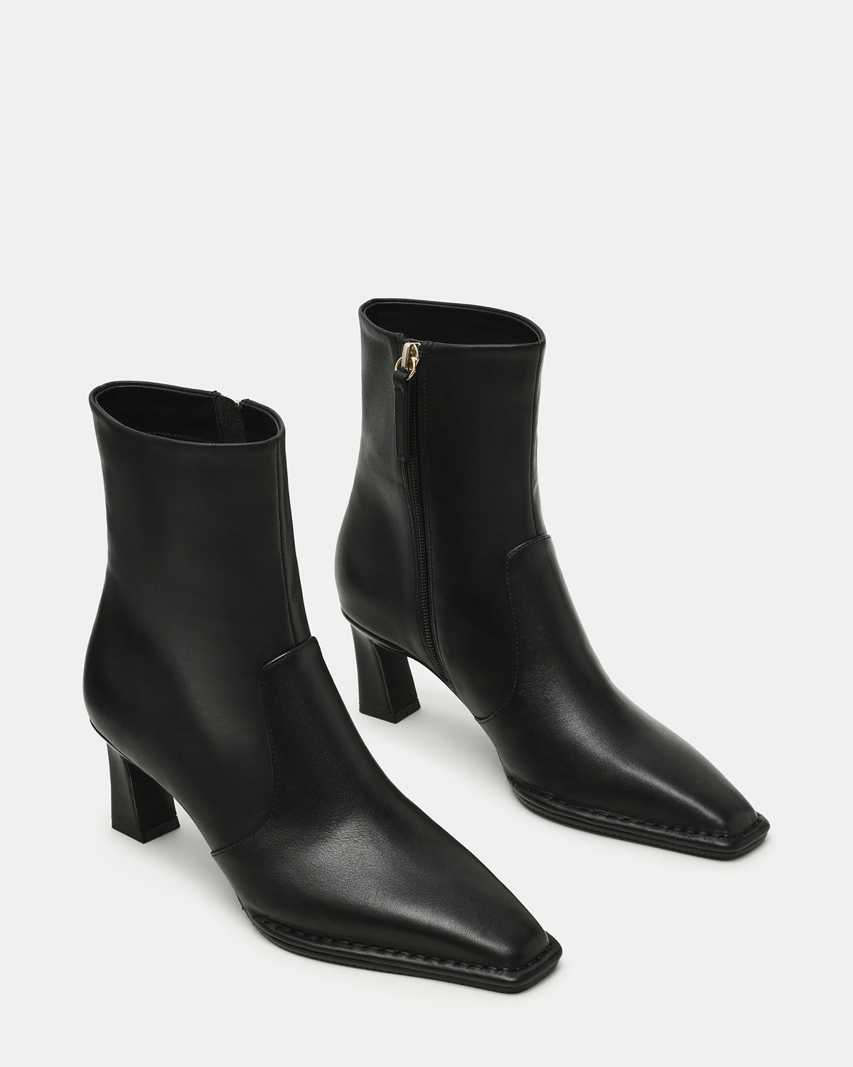 FARE Black Leather Square Toe Women's Ankle Boot