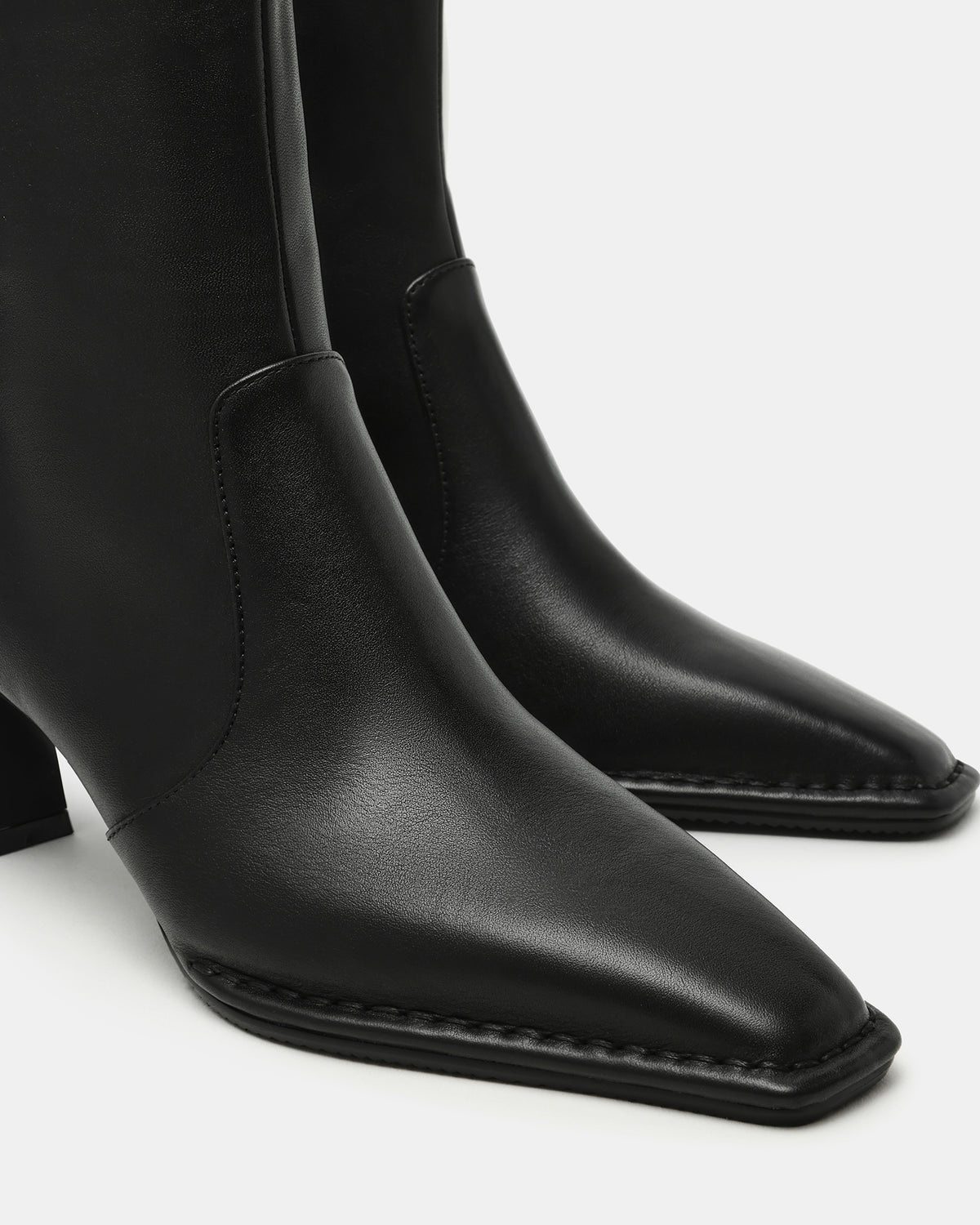FARE Black Leather Square Toe Women's Ankle Boot
