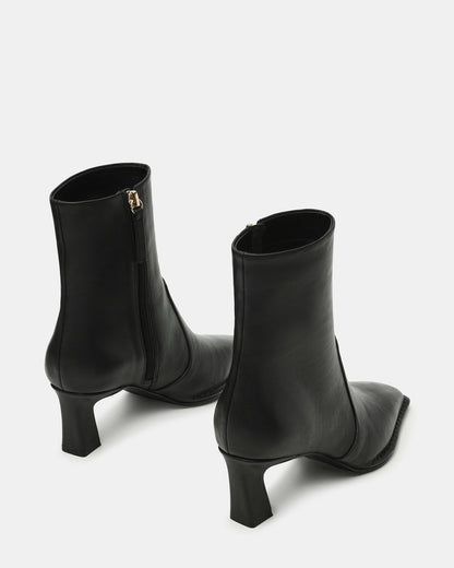 FARE Black Leather Square Toe Women's Ankle Boot