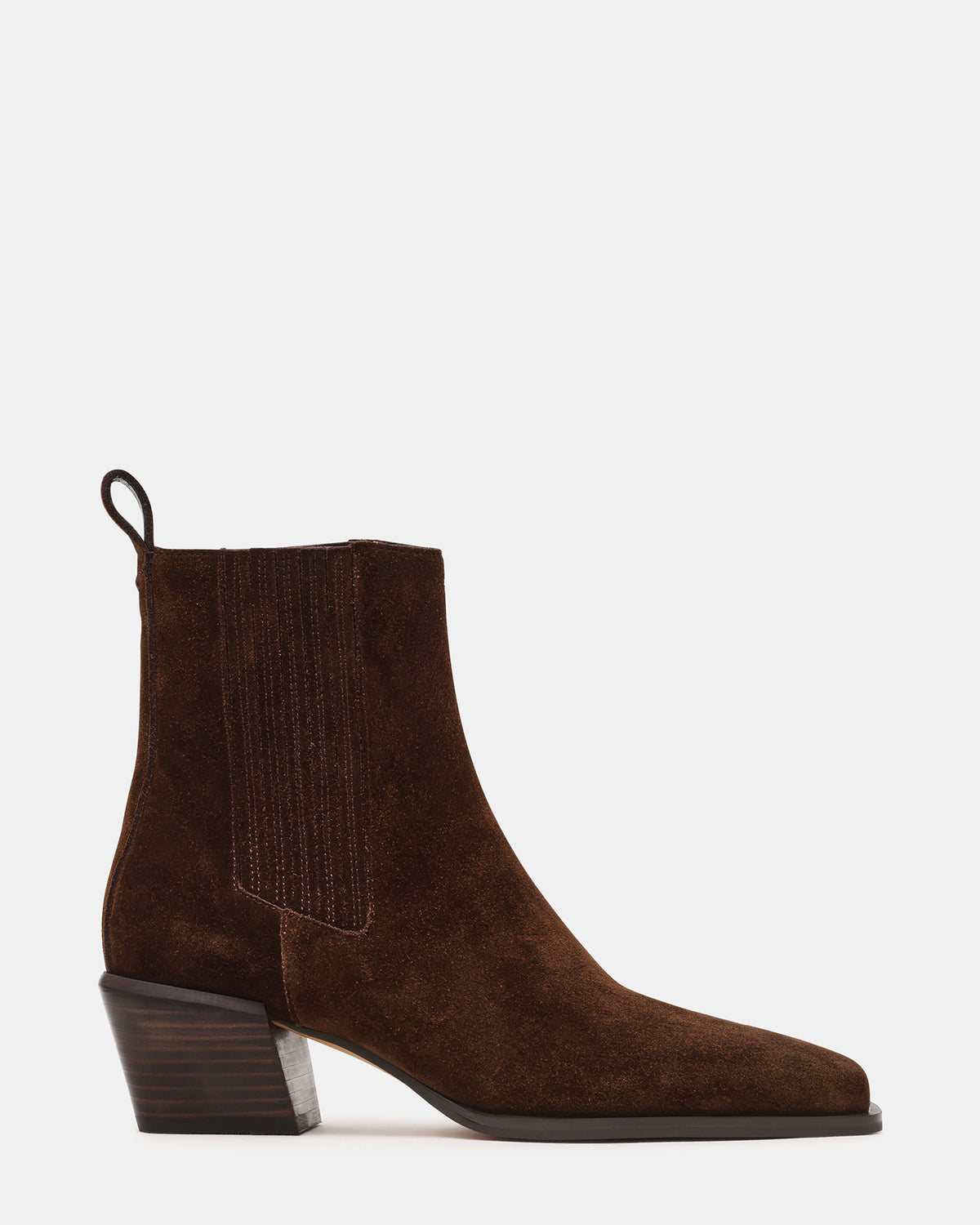 DARSEN Brown Suede Square-Toe Block Heel Women's Ankle Boot