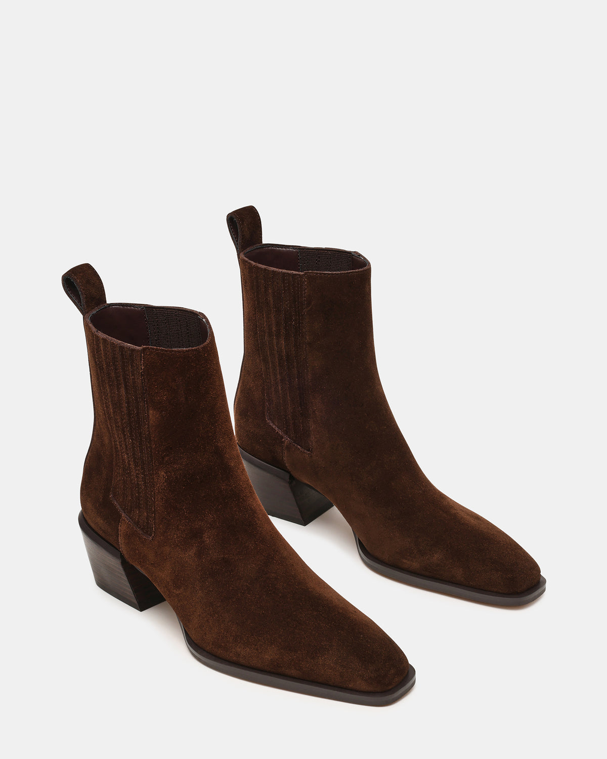 DARSEN Brown Suede Square-Toe Block Heel Women's Ankle Boot