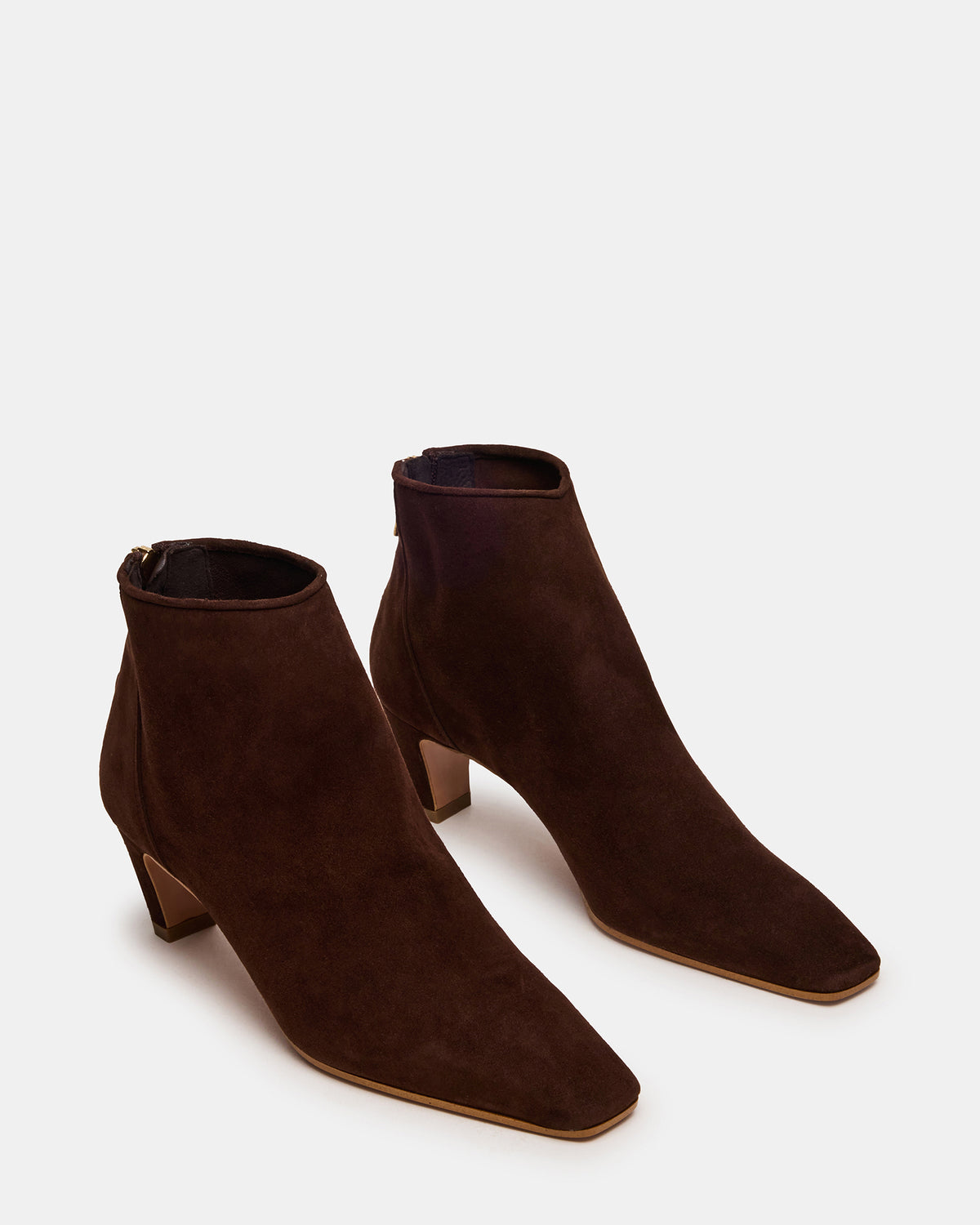 JUNO Brown Suede Square-Toe Women's Ankle Boot