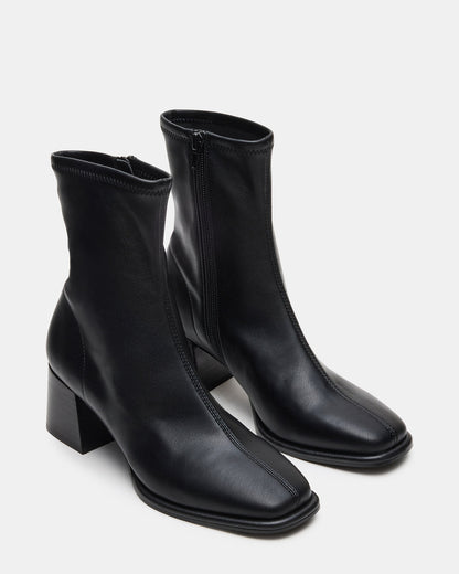 PAMMY Black Square-Toe Block Heel Women's Ankle Boot