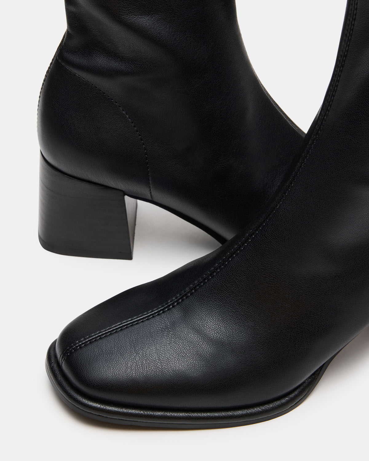 PAMMY Black Square-Toe Block Heel Women's Ankle Boot