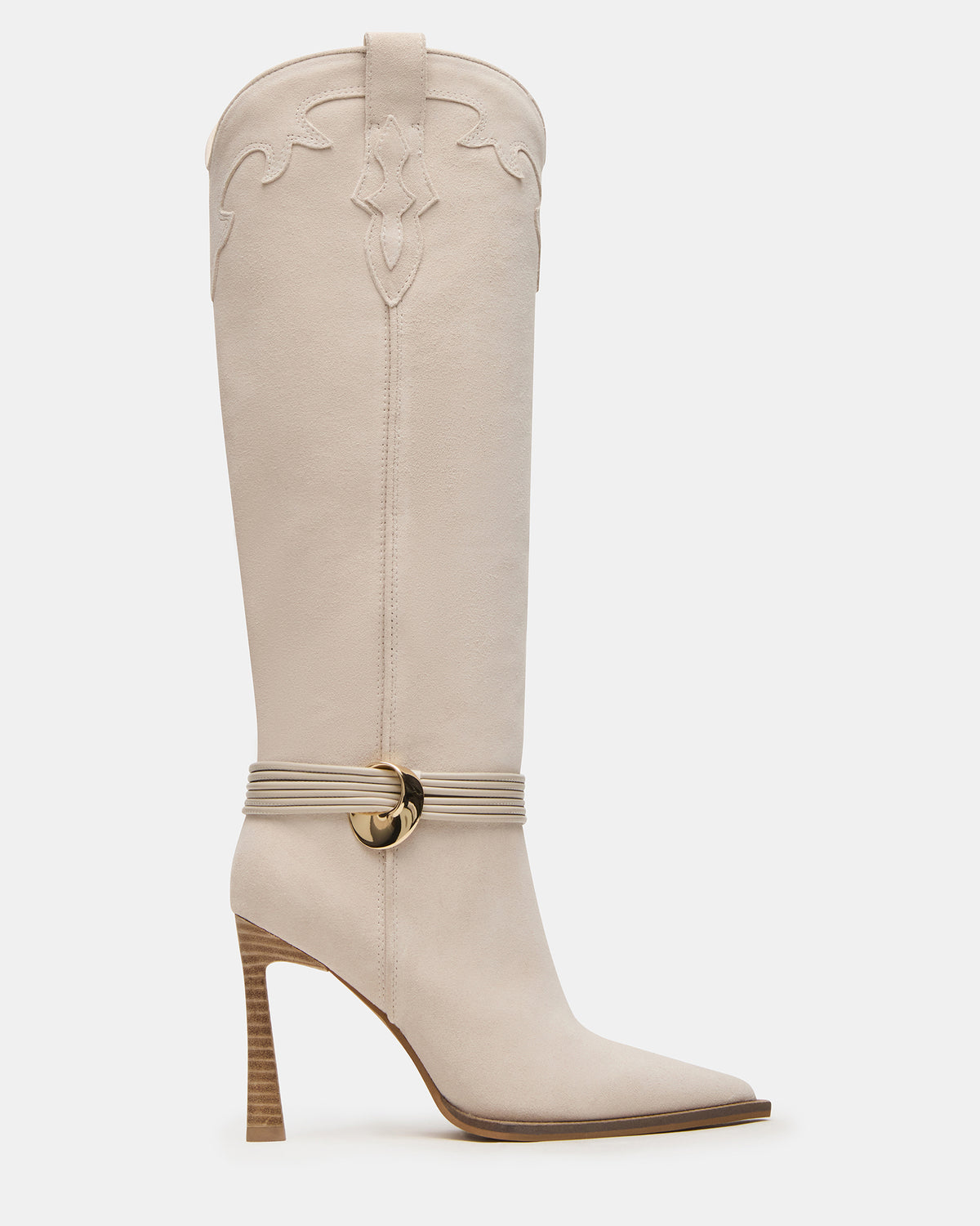 KYNDALL Bone Suede Pointed-Toe Stiletto Heeled Knee-High Women's Boot