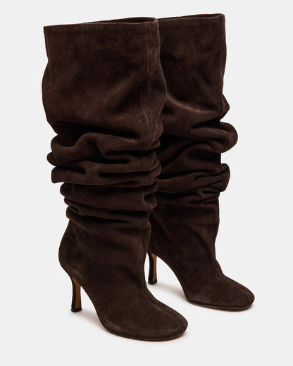 ALLISON Brown Suede Over-The-Knee Heeled Women's Boot