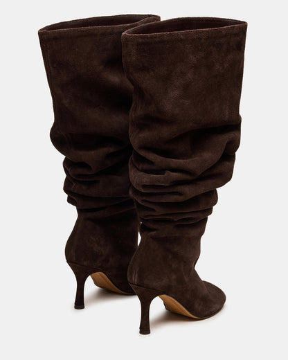 ALLISON Brown Suede Over-The-Knee Heeled Women's Boot