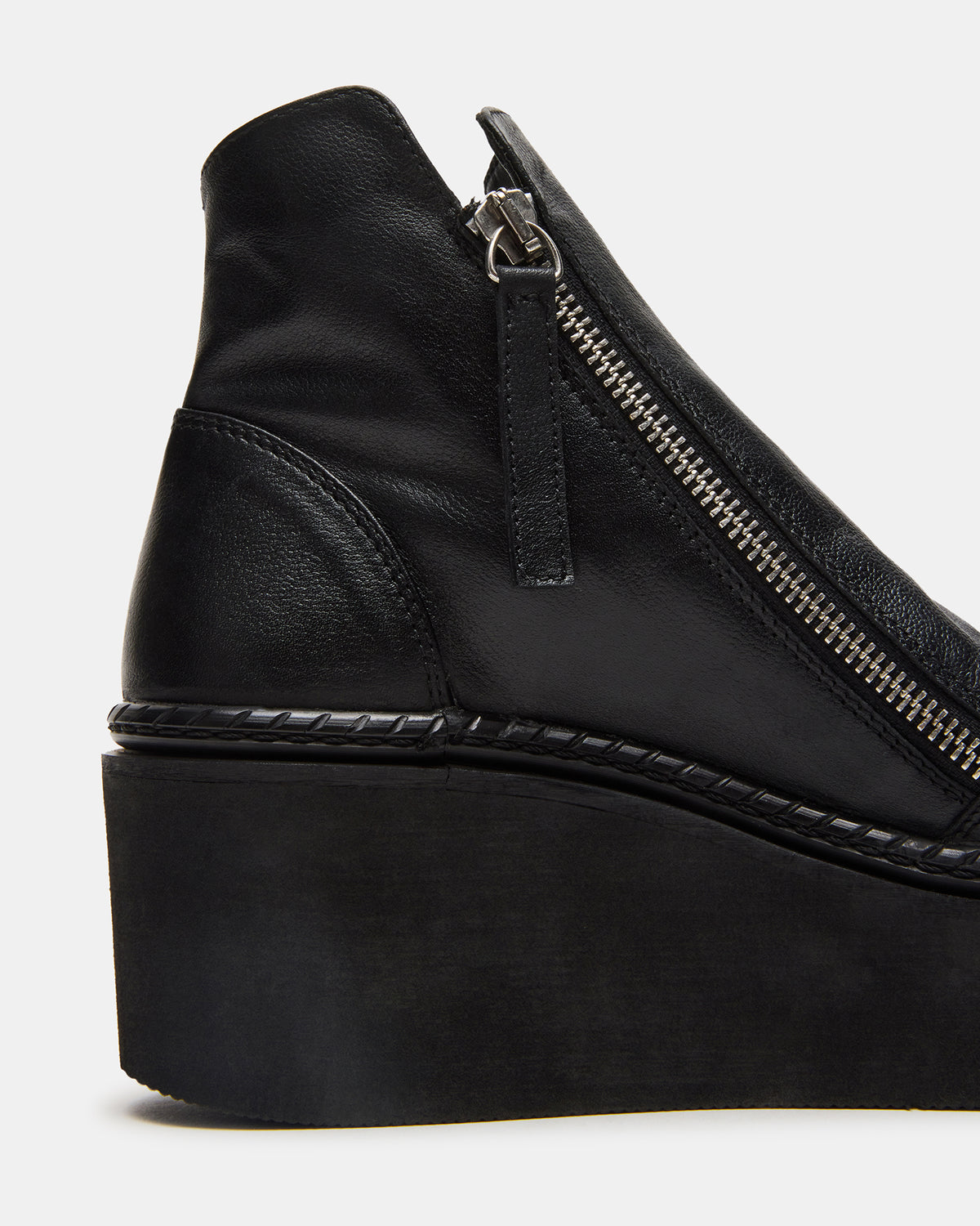 DRIFT Black Leather Platform Moto Women's Ankle Boot
