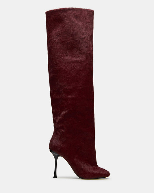 ALLURING Red Over-The-Knee Square-Toe Heeled Women's Boot