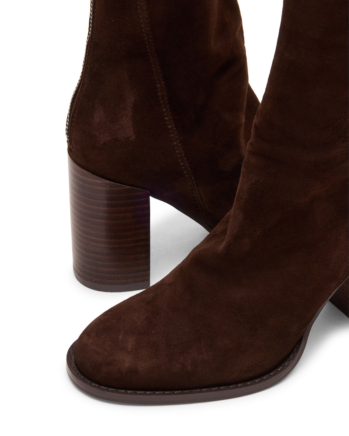 OBSESSION Chocolate Brown Suede Rounded Toe Block Heel Women's Ankle Boot