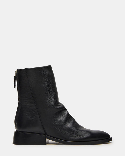 NEXIE Black Leather Women's Pointed-Toe Ankle Boot