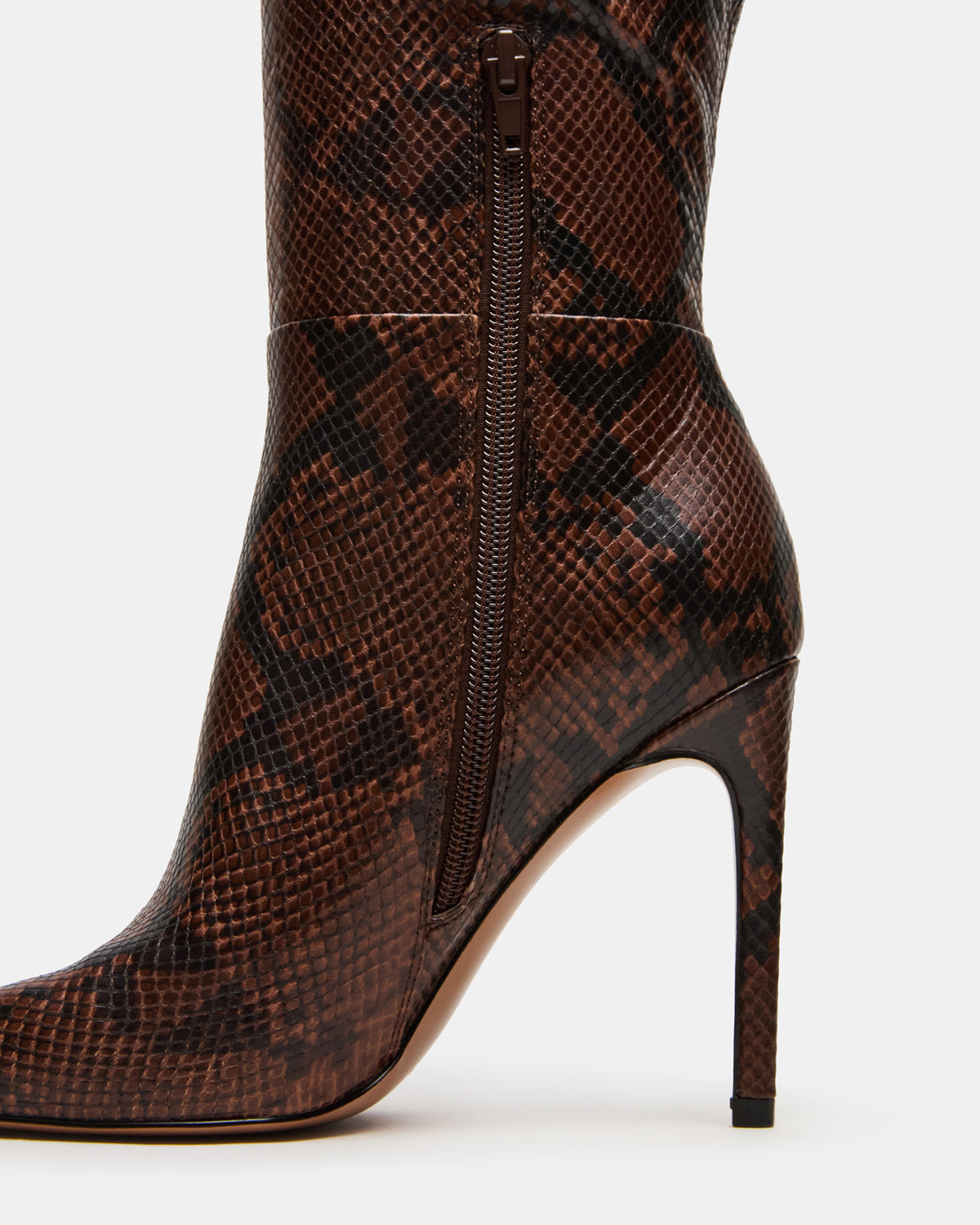 NITRO Brown Snake Pointed-Toe Stiletto Heel Knee-High Women's Boots