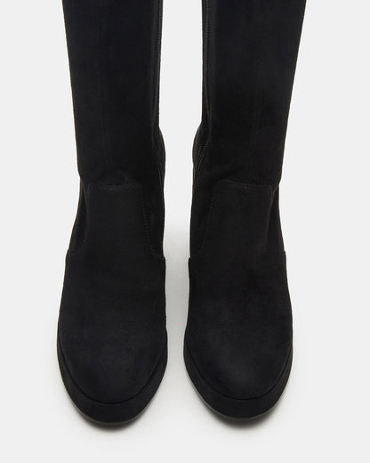 TWAIN Black Wide Calf Knee-High Block Heel Women's Boot