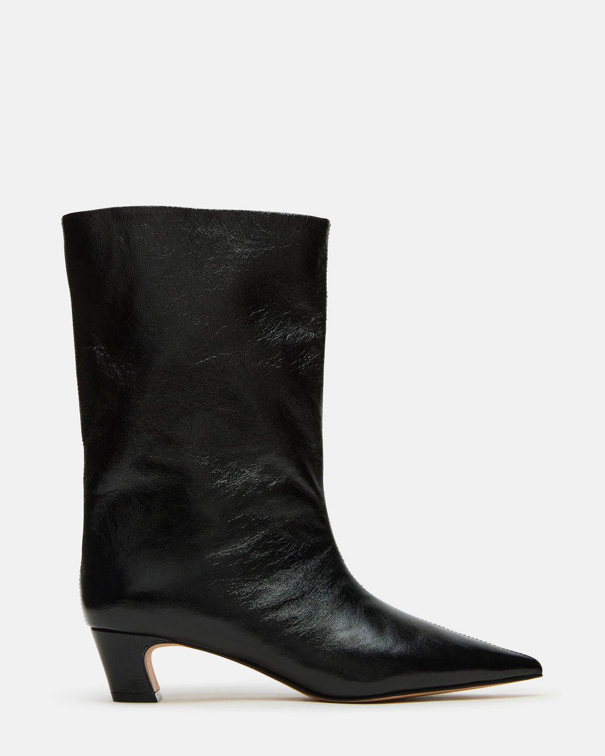 LYTTON Black Patent Pointed-Toe Kitten Heel Women's Ankle Boot