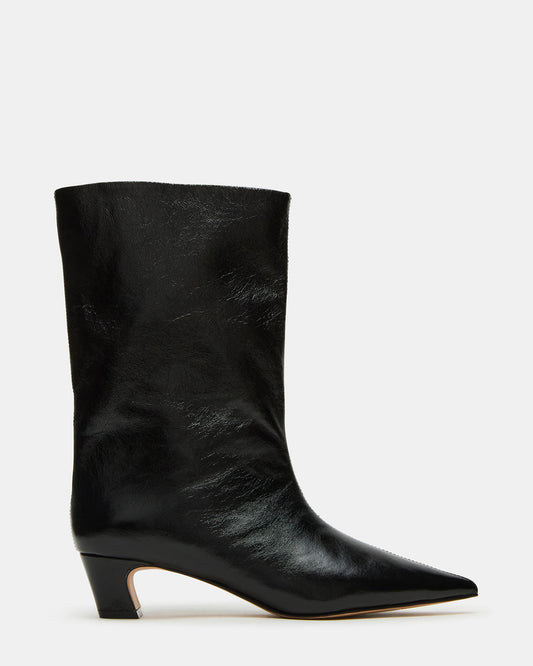 LYTTON Black Patent Pointed-Toe Kitten Heel Women's Ankle Boot