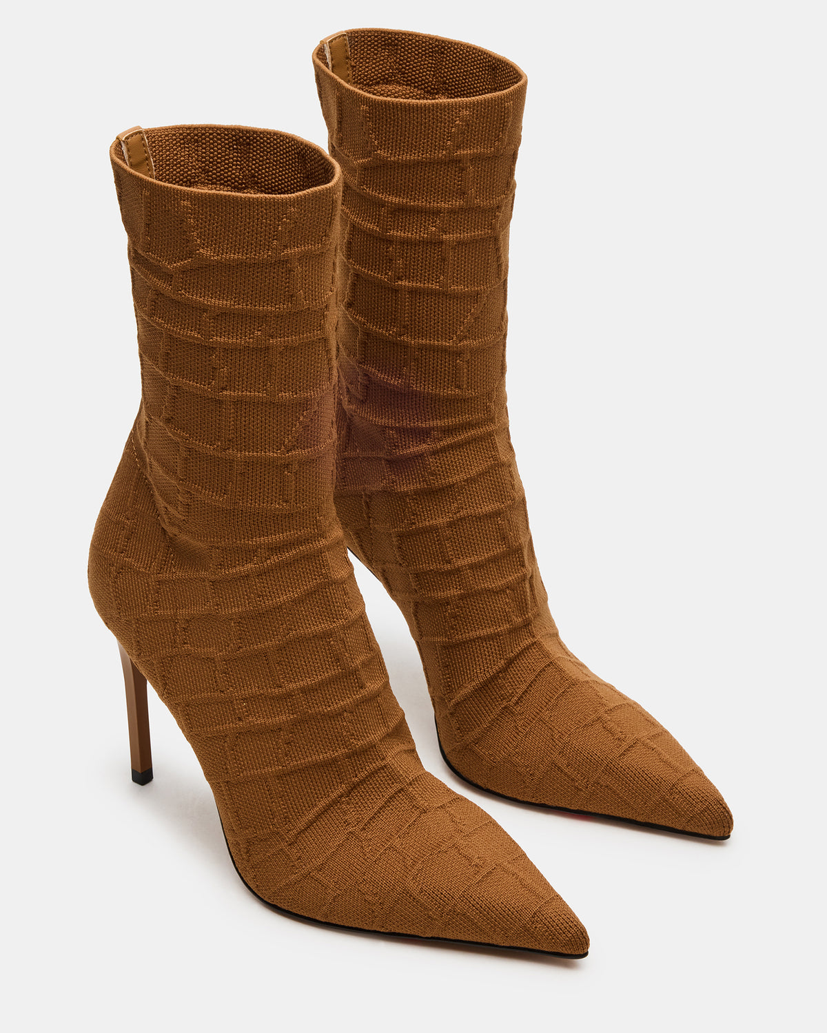 MIDNITE Tan Crocodile Pointed-Toe Stiletto Heel Sock Women's Ankle Boot