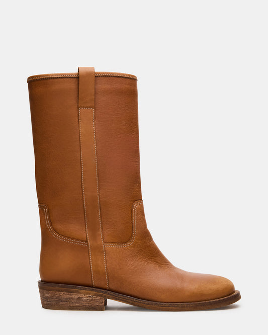 DUNSTER Tan Leather Wood Bottom Women's Boot