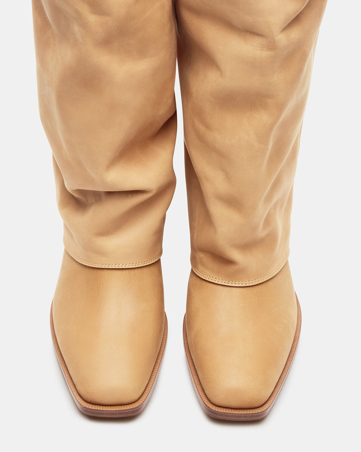 WINNICK Banana Leather Knee-High Cuffed Fold-Over Block Heel Women's Boot