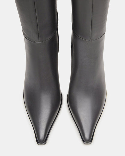 LINGO Grey Leather Pointed-Toe Knee-High Women's Boot