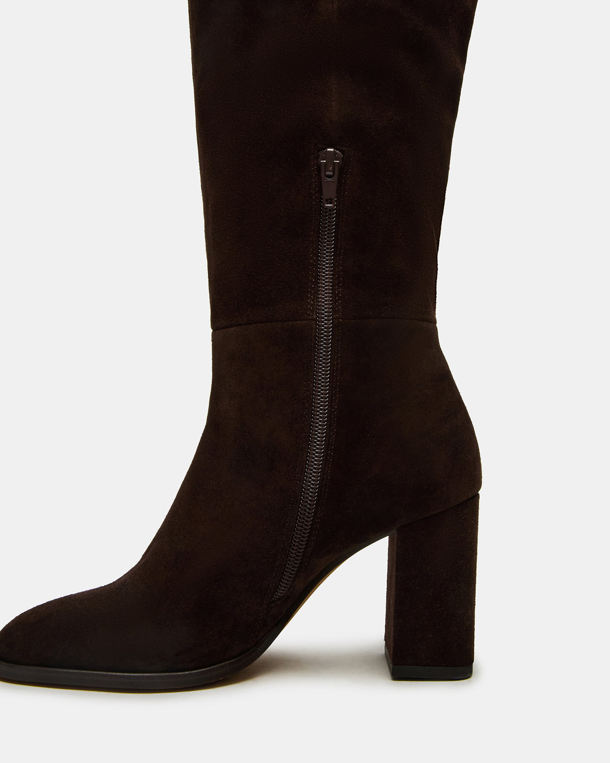 WINSLET Brown Suede Knee-High Block Heel Women's Boot