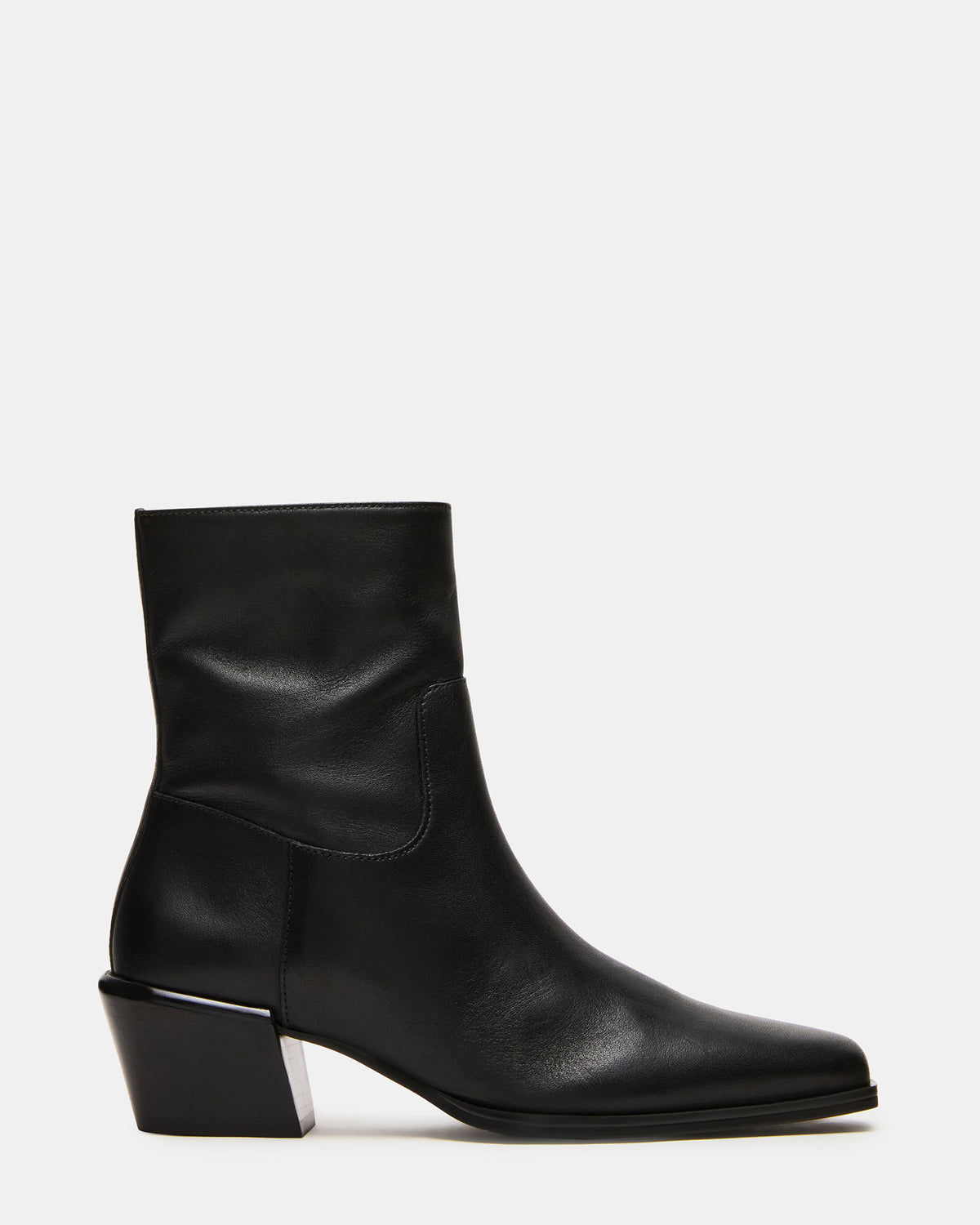 DANEY Black Leather Square-Toe Women's Ankle Boot