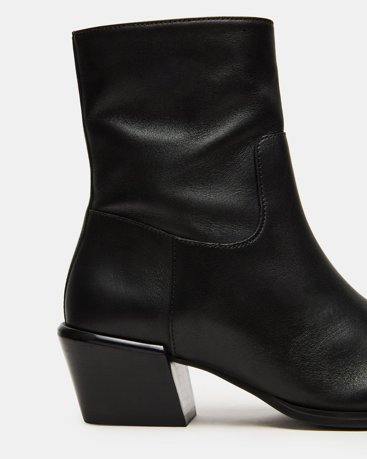 DANEY Black Leather Square-Toe Women's Ankle Boot