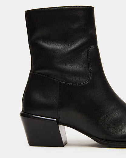 DANEY Black Leather Square-Toe Women's Ankle Boot