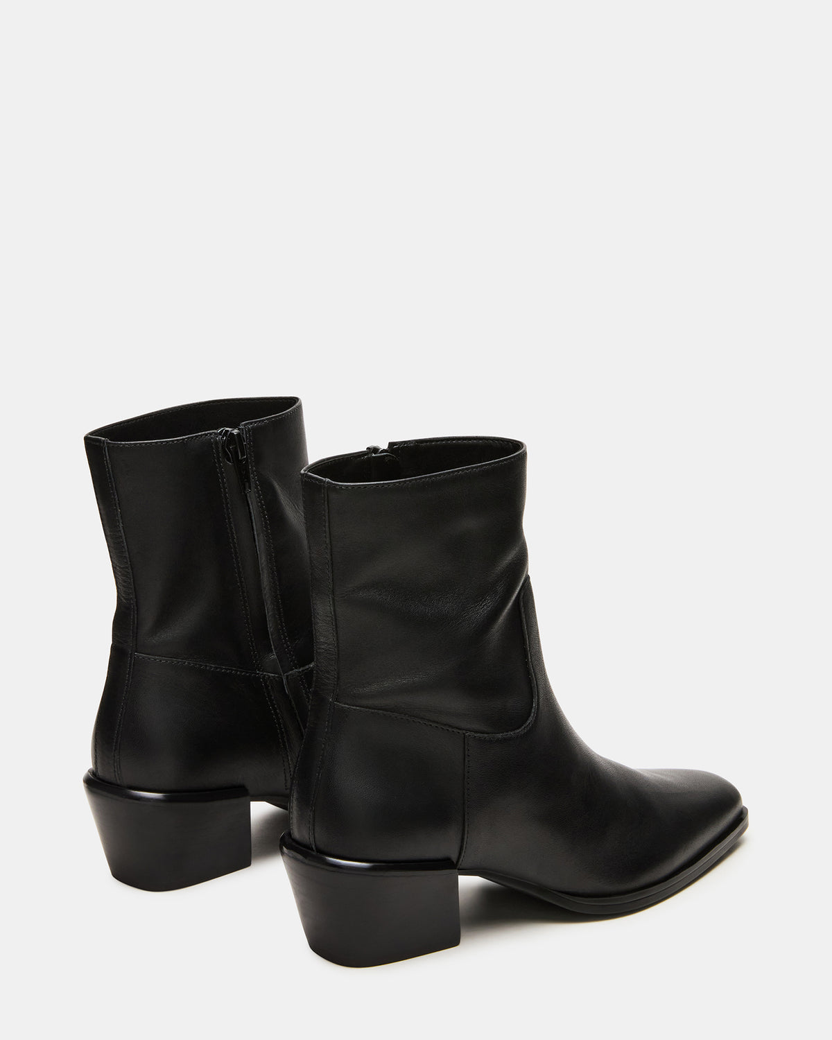 DANEY Black Leather Square-Toe Women's Ankle Boot
