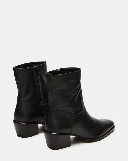 DANEY Black Leather Square-Toe Women's Ankle Boot