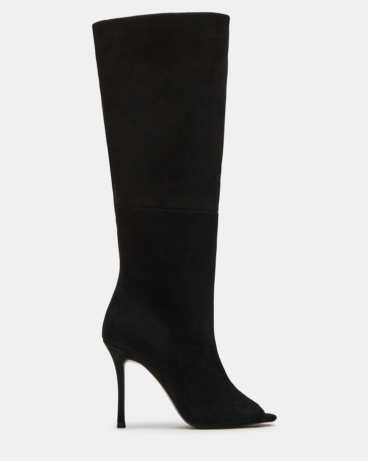PEGGIE Black Suede Stiletto Heel Peep Toe Women's Boots